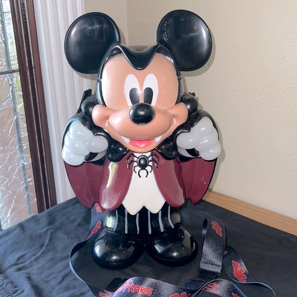 Vampire Mickey Popcorn Bucket Glow in the Dark Walt Disney Parks Halloween Party - Picture 2 of 8